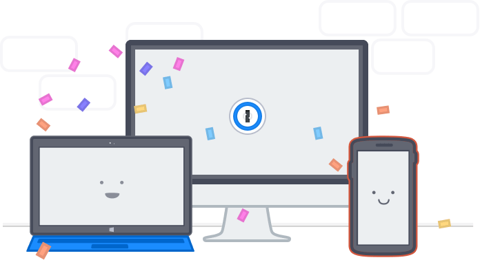 1Password on computer, laptop, and smartphone 1Password on computer, laptop, and smartphone