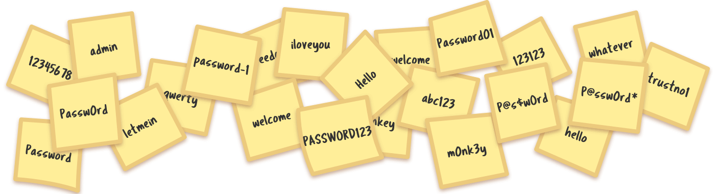 Sticky notes with passwords written on them Sticky notes with passwords written on them